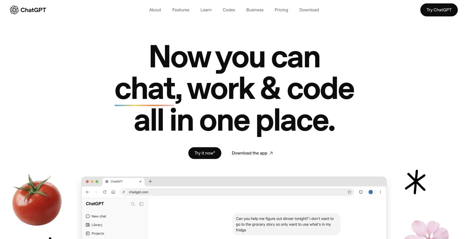ChatGPT official product homepage