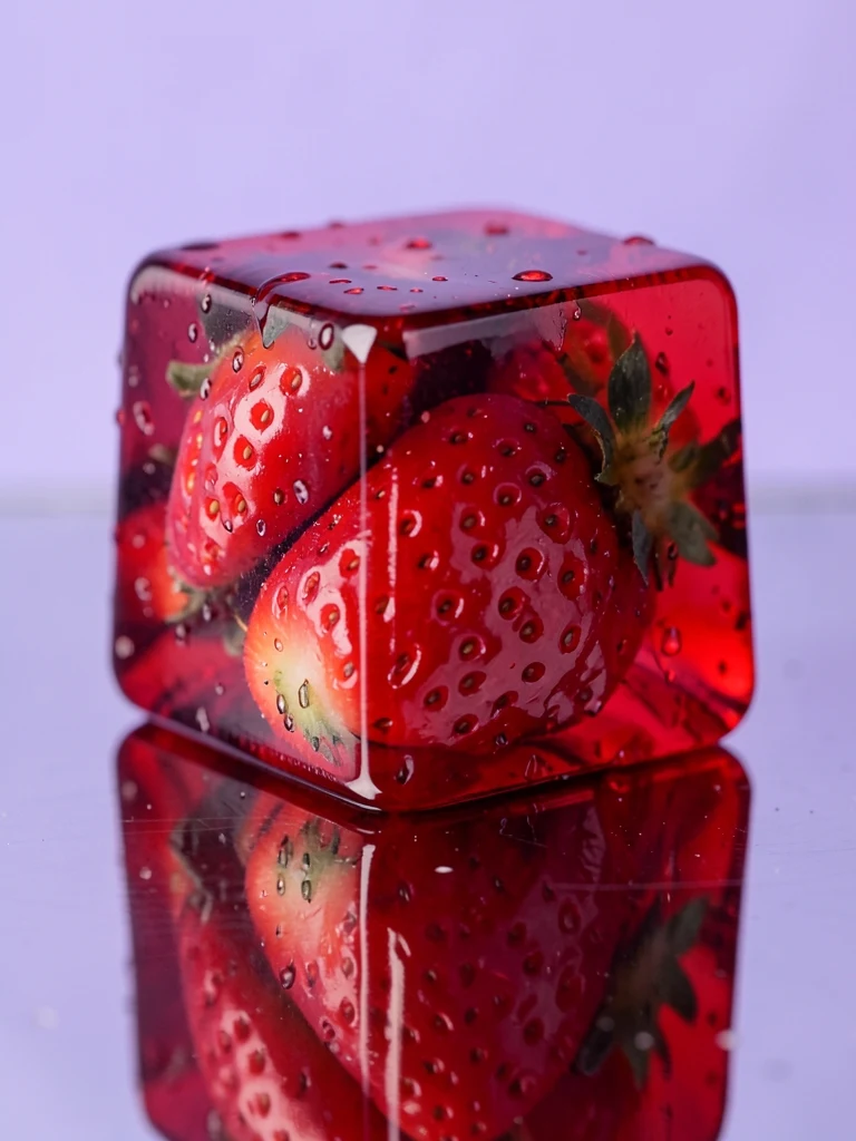 Strawberry jelly cube