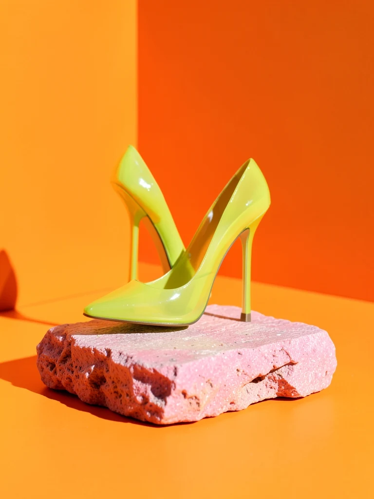 Lime heel on pink stone
